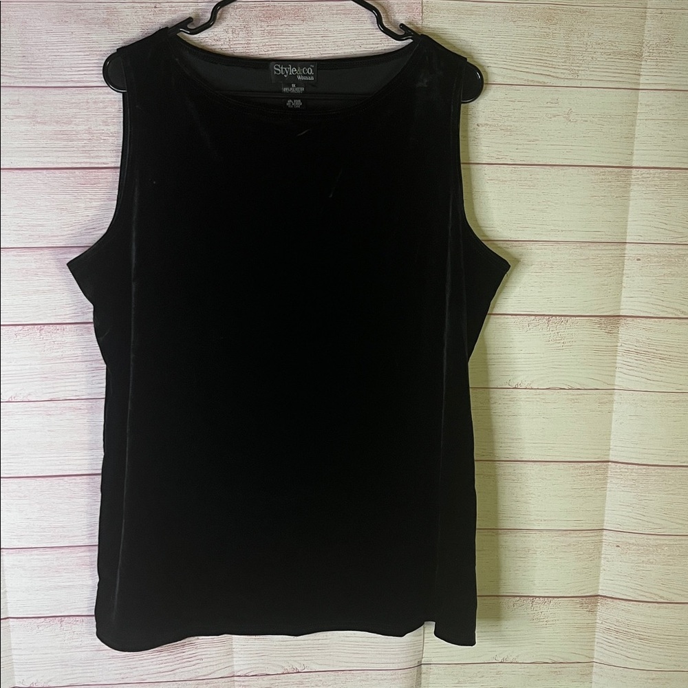 Style & Co. Woman Black Velvet Sleeveless Tank Top‎ Size 1X